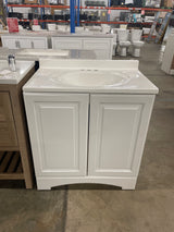 31 in. W x 19 in. D x 35 in. H Single Sink Freestanding Bath Vanity in White with White Cultured Marble Top