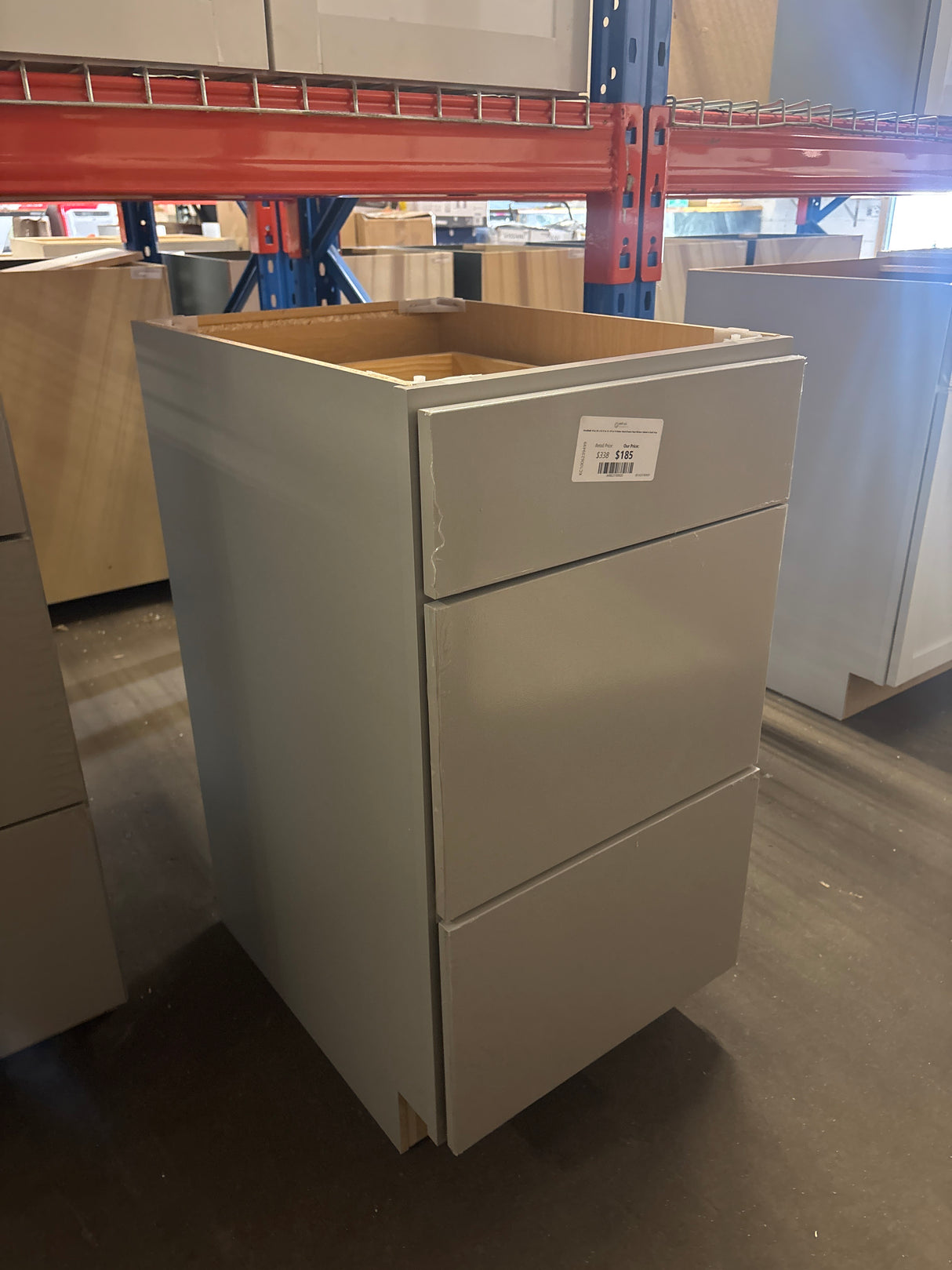 Westfield 18 in. W x 23.75 in. D x 35 in. H Shaker Stock Drawer Base Kitchen Cabinet in Dusk Gray