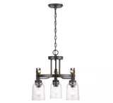 Knollwood 17-1/2 in. 3-Light Black Bronze with Brass Accents Industrial Round Chandelier for Kitchens Bulbs Included