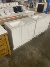 Bannister 37 in. W x 19 in. D x 35 in. H Single Sink Freestanding Bath Vanity in White with White Cultured Marble Top