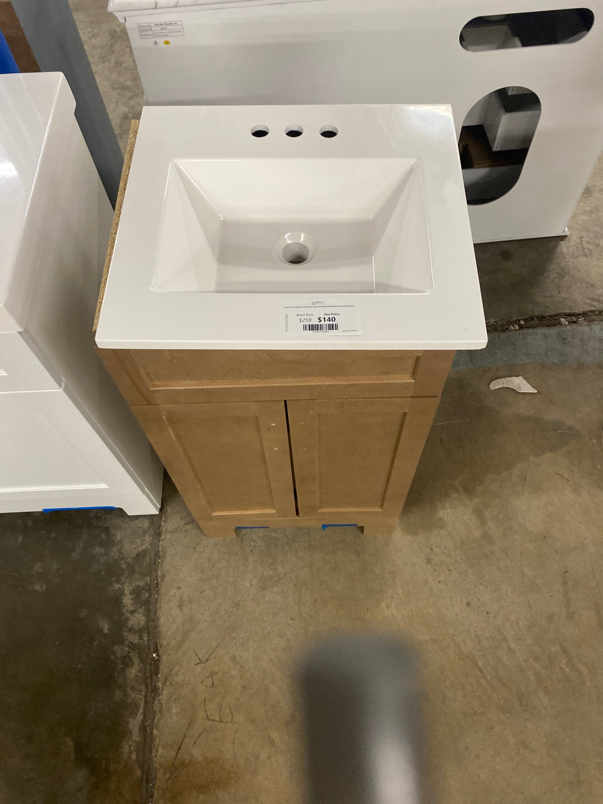 Lyton 19 in. Single Sink Sand Bath Vanity with White Cultured Marble Top (Assembled)