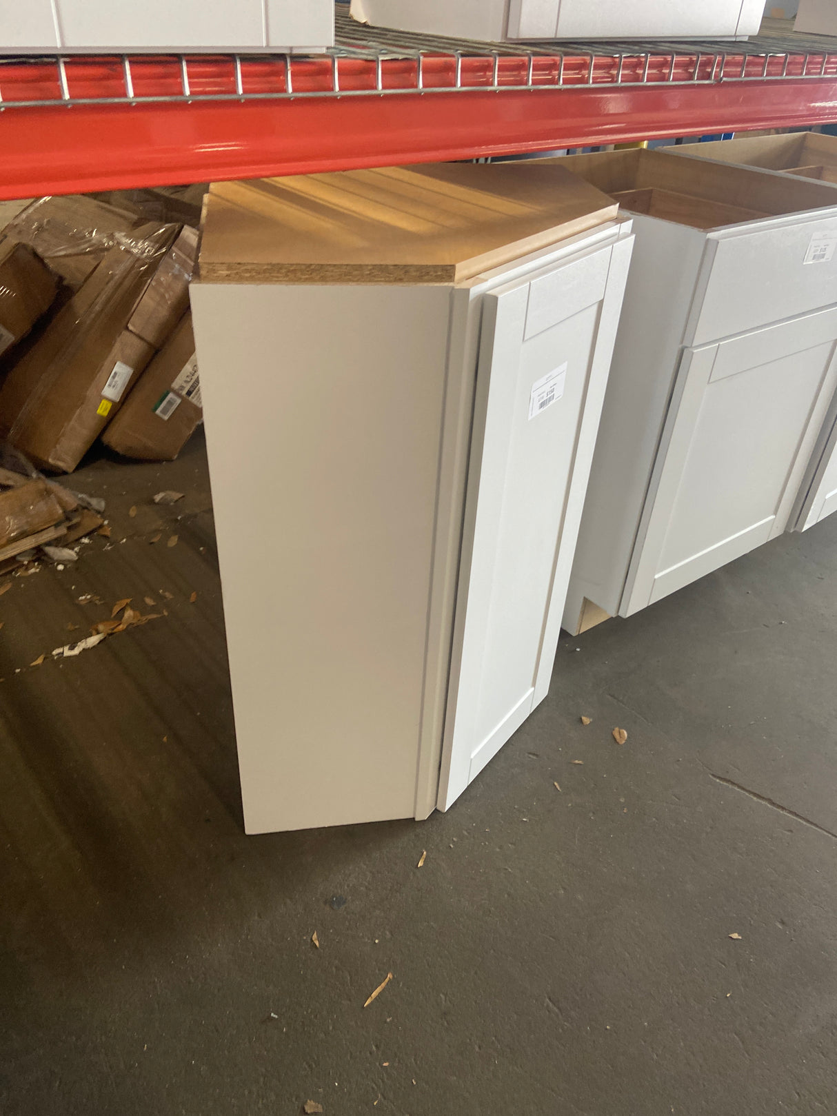 Shaker Satin White Stock Assembled Diagonal Corner Wall Kitchen Cabinet (24 in. x 36 in. x 12 in.)