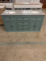 Hamilton Shutter 61 in. W x 22 in. D Double Bath Vanity in Sea Glass with Granite Vanity Top in Gray with White Sink