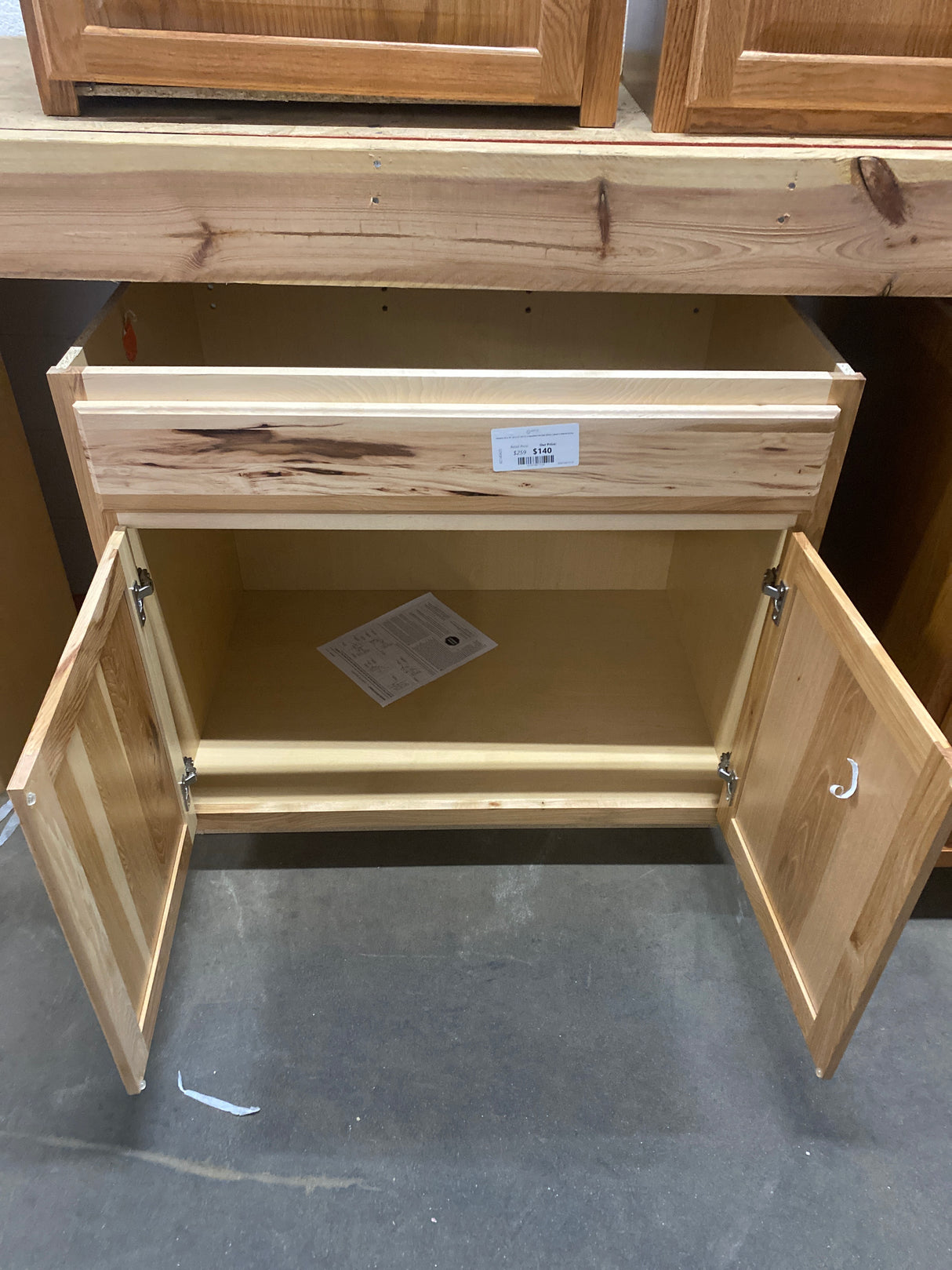 Hampton 36 in. W x 24 in. D x 34.5 in. H Assembled Sink Base Kitchen Cabinet in Natural Hickory