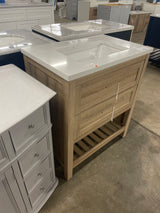 Autumn 30 in. W x 19 in. D x 34 in. H Single Sink Bath Vanity in Weathered Tan with White Engineered Stone Top