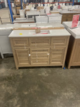 Hanna 48 in. W x 19 in. D x 34 in. H Single Sink Bath Vanity in Weathered Tan with White Engineered Stone Top