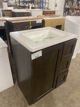 Bannister 25 in. Single Sink White Bath Vanity with Granite-Look Colorpoint White Cultured Marble Top (Assembled)