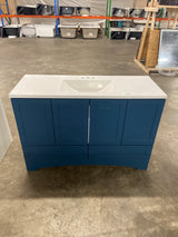 Lancaster 48 in. W x 19 in. D x 33 in. H Single Sink Bath Vanity in Admiral Blue with White Cultured Marble Top