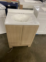 Oakley 25 in. Single Sink Beige Oak Bath Vanity with White Cultured Marble Top (Assembled)