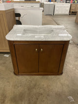 Collette 30 in W x 22 in D x 35 in H Single Sink Bath Vanity in Cinnamon Oak With White Carrara Marble Top