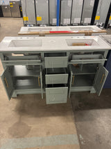 Doveton 60 in. Double Sink Sage Green Bath Vanity with White Engineered Stone Top (Assembled)