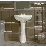 18 in. Round Ceramic Pedestal Combo Bathroom Sink in White with Overflow Drain