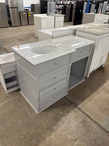 Hampton Harbor 48 in. Vanity in Dove Grey with Natural Marble Vanity Top in White with White Sink