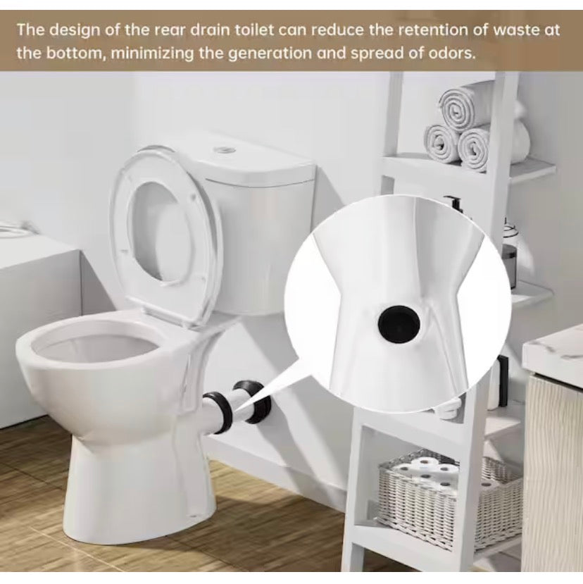 Two-Piece 19 in. Rear Drain Toilet Dual Flush 0.8/1.28 GPF Double Flush Round in White, with Soft Closing Seat