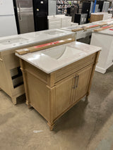 Aberdeen 36 in. x 22 in. D x 34.5 in. H Bath Vanity in Antique Oak with Cultured Stone Top