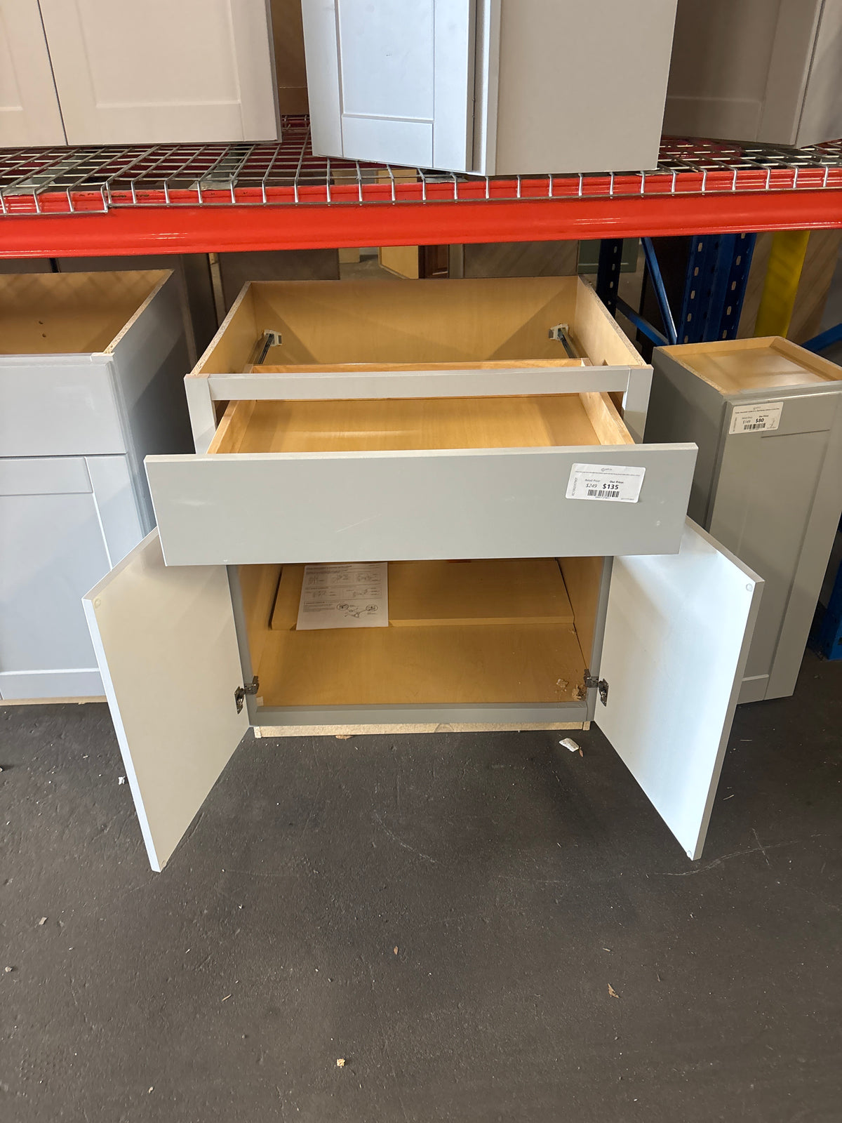 Shaker Dove Gray Stock Assembled Base Kitchen Cabinet with Ball-Bearing Drawer Glides (30 in. x 34.5 in. x 24 in.)