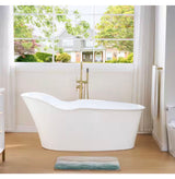 Wave 66 in. x 33 in. Acrylic FlatBottom Freestanding Soaking Bathtub with Drain and Overflow in White