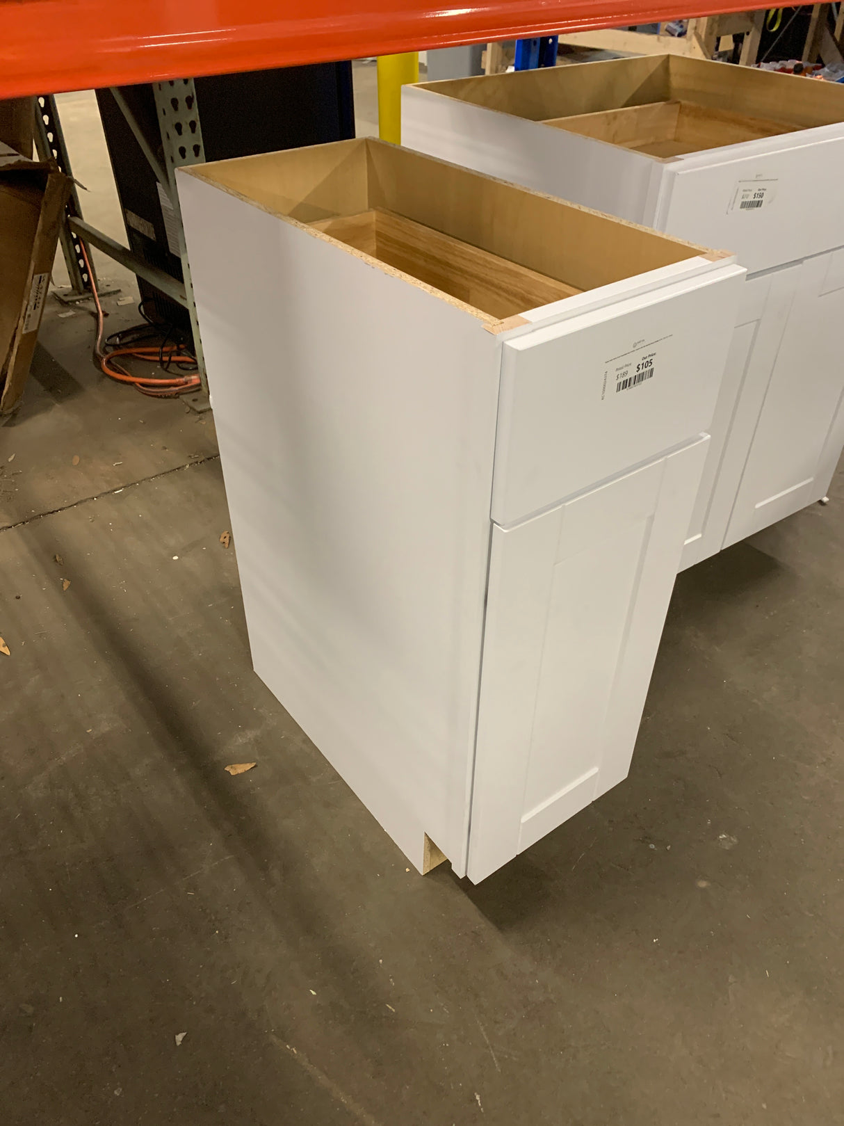 Shaker Satin White Stock Assembled Base Kitchen Cabinet with Ball-Bearing Drawer Glides (12 in. x 34.5 in. x 24 in.)