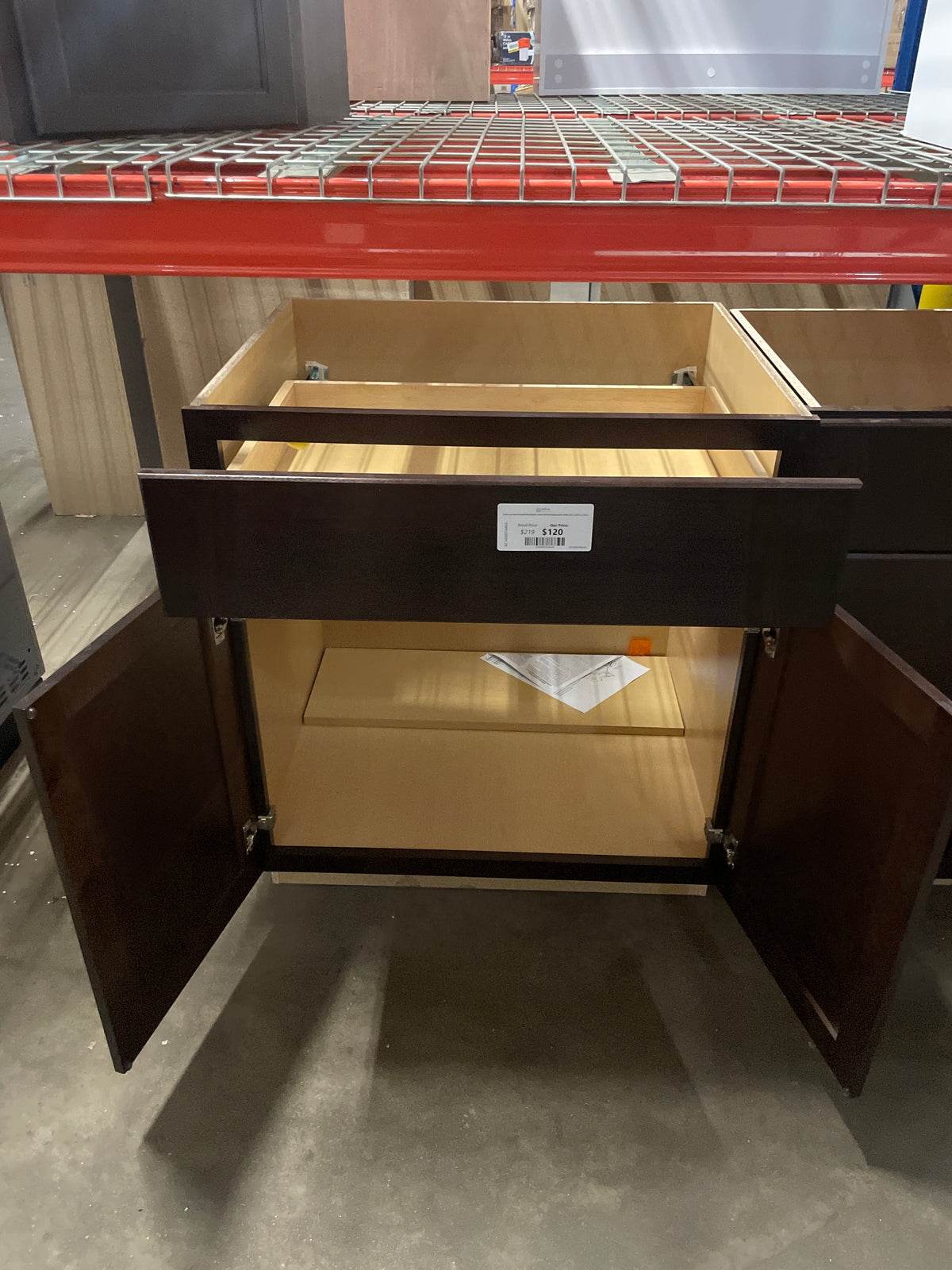 Shaker Java Stock Assembled Base Kitchen Cabinet with Ball-Bearing Drawer Glides (30 in. x 34.5 in. x 24 in.)