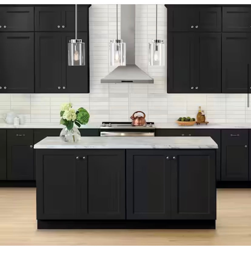 Avondale 36 in. W x 24 in. D x 18 in. H Ready to Assemble Plywood Shaker Wall Bridge Kitchen Cabinet in Raven Black