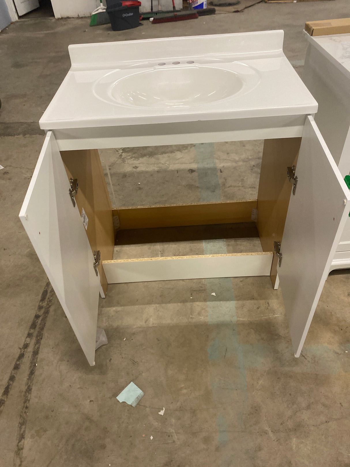 31 in. W x 19 in. D x 35 in. H Single Sink Freestanding Bath Vanity in White with White Cultured Marble Top