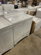 Clady 31 in. W x 19 in. D x 35 in. H Single Sink Freestanding Bath Vanity in White with Silver Ash Cultured Marble Top