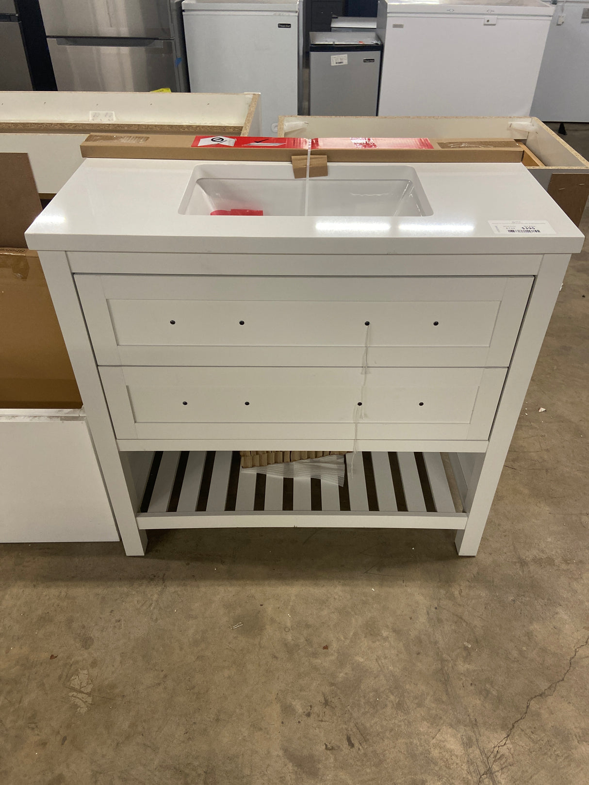 Autumn 36 in. W x 19 in. D x 34.5 in. H Single Sink Bath Vanity in White with White Engineered Stone Top