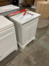 Doveton 24 in. W x 19 in. D x 34 in. H Single Sink Bath Vanity in White with White Engineered Marble Top
