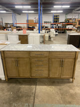 Aberdeen 72 in. x 22 in. D x 34.5 in. H Bath Vanity in Antique Oak with White Carrara Marble Top
