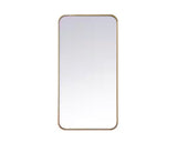 Timeless Home 18 in. W x 36 in. H x Modern Soft Corner Metal Rectangle Brass Mirror