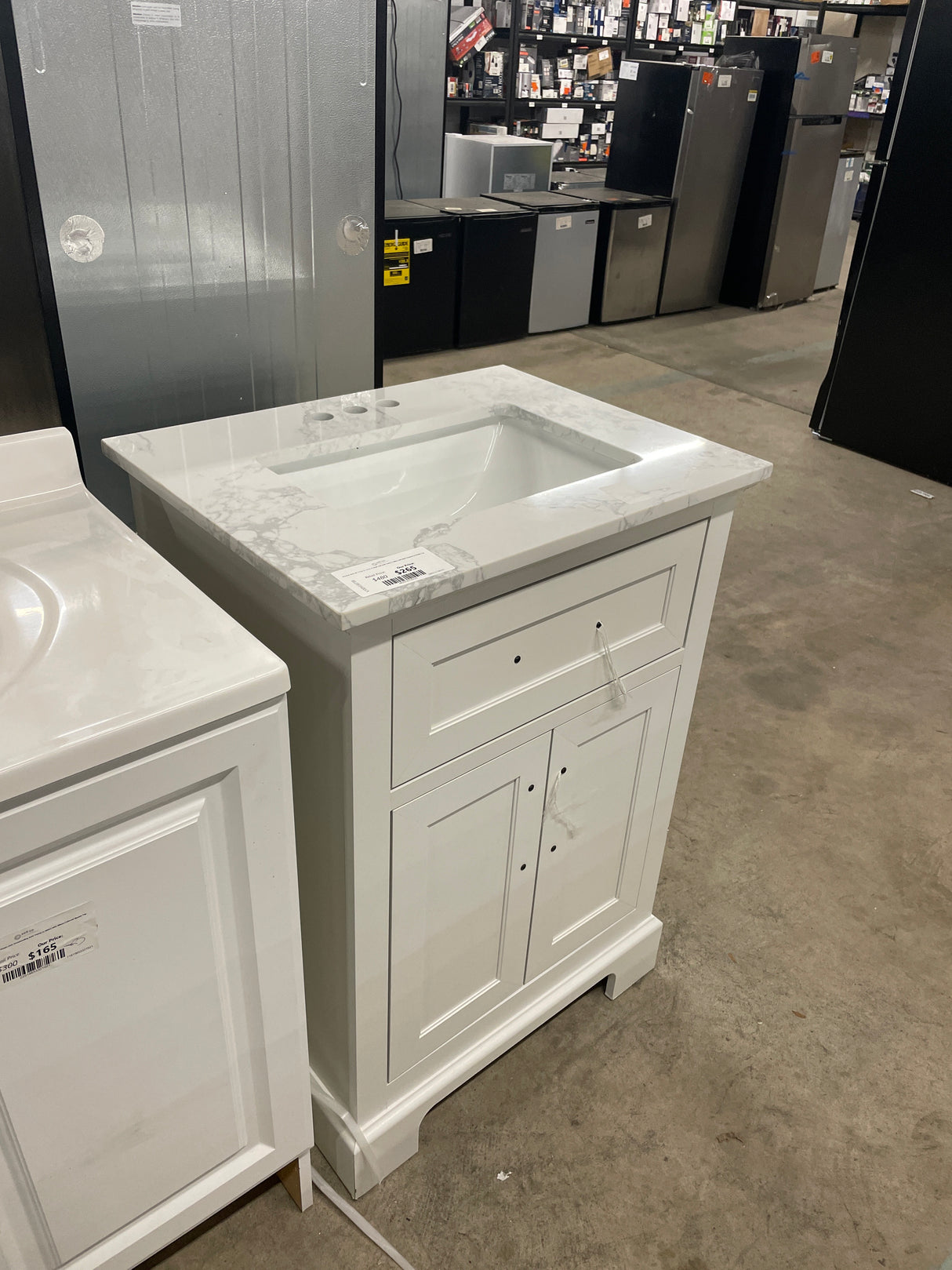 Doveton 24 in. W x 19 in. D x 34 in. H Single Sink Bath Vanity in White with White Engineered Marble Top