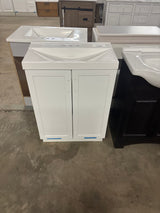 Penlee 25 in. Single Sink White Bath Vanity with White Cultured Marble Top (Assembled)