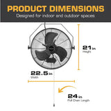 Wall Mount Heavy Duty Outdoor 20 in. Matte Black 3-Blade Wall Fan