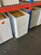 Shaker Satin White Stock Assembled Drawer Base Kitchen Cabinet with Drawer Glides (18 in. x 34.5 in. x 24 in.)