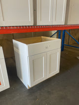 Shaker Satin White Stock Assembled Sink Base Kitchen Cabinet (30 in. x 34.5 in. x 24 in.)
