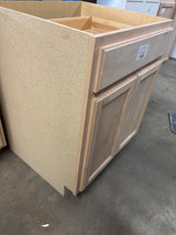 27 in. W x 24 in. D x 34.5 in. H Assembled Base Kitchen Cabinet in Unfinished with Recessed Panel