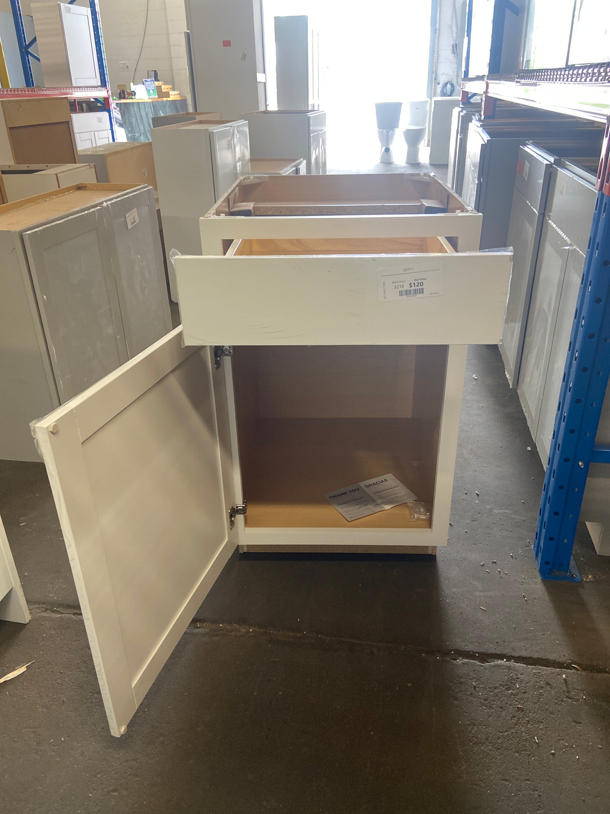 Westfield Feather White Wood Shaker Stock Assembled Base Kitchen Cabinet (21 in. W x 35 in. H x 23.75 in. D)