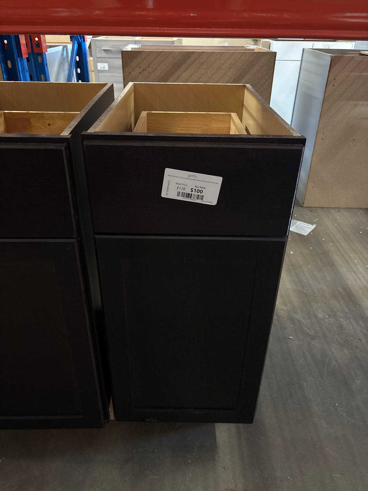 Shaker 15 in. W x 24 in. D x 34.5 in. H Assembled Base Kitchen Cabinet in Java with Ball-Bearing Drawer Glides