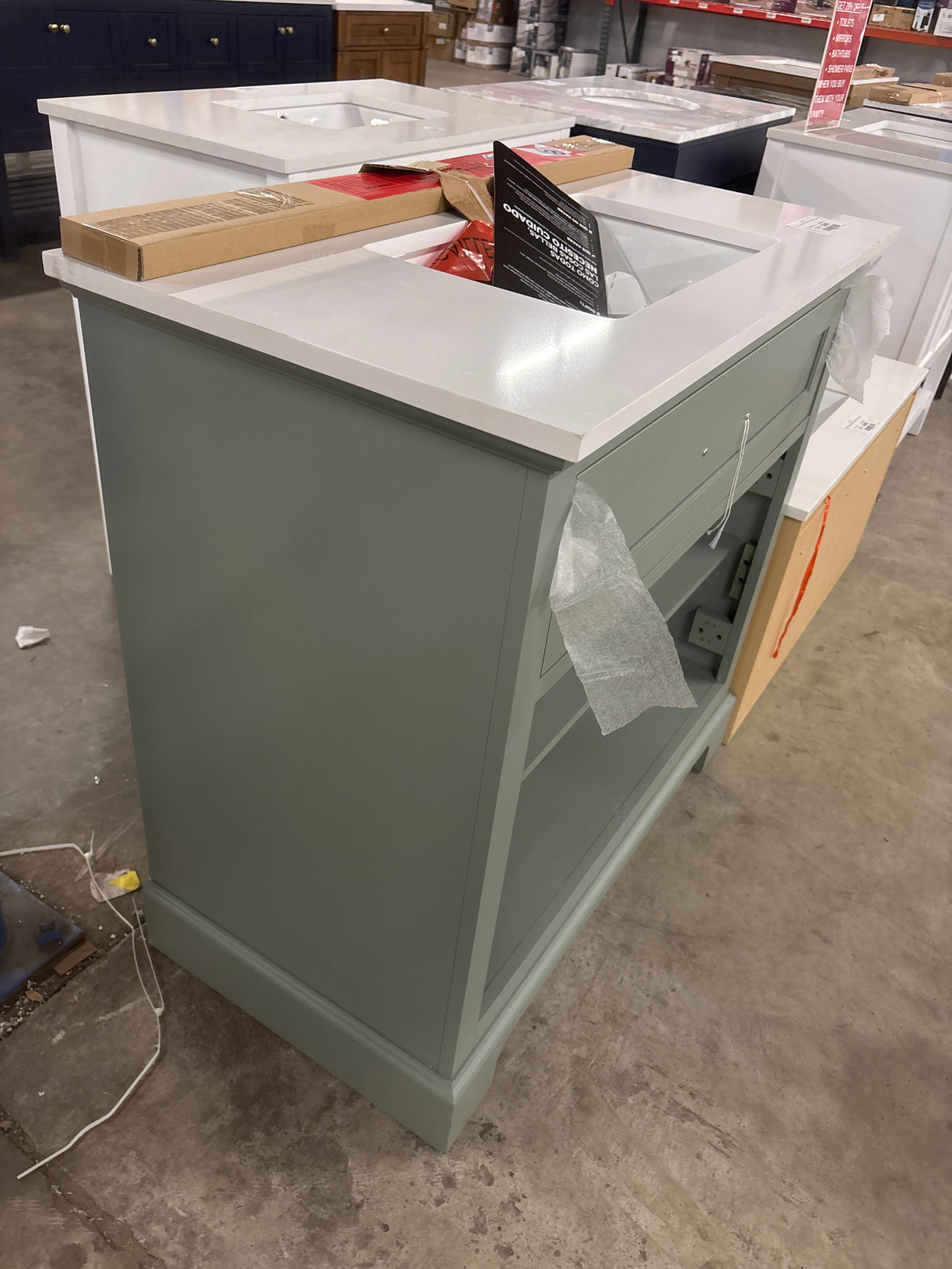Doveton 36 in. Single Sink Sage Green Bath Vanity with White Engineered Stone Top (Assembled)