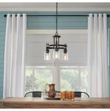 Knollwood 17-1/2 in. 3-Light Black Bronze with Brass Accents Industrial Round Chandelier for Kitchens Bulbs Included