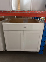 Westfield Feather White Assembled Sink Base Kitchen Cabinet (36 in. W x 23.75 in. D x 35 in. H)