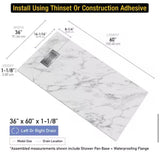 36 in. W x 60 in. L x 1.125 in. H Alcove Solid Composite Stone Shower Pan Base with L/R Drain in Graphite Sand