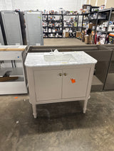 Collette 36 in. Single Sink Greige Bath Vanity with Carrara White Marble Top (Assembled)