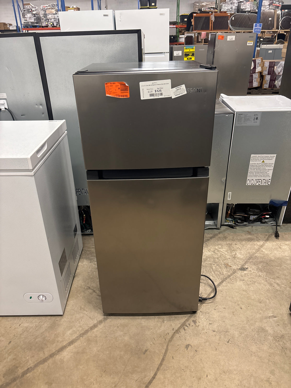 4.5 cu. ft. 2-Door Mini Refrigerator in Platinum Steel with Freezer