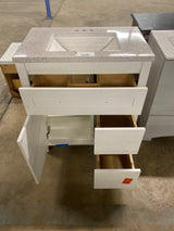 Clady 31 in. W x 19 in. D x 35 in. H Single Sink Freestanding Bath Vanity in White with Silver Ash Cultured Marble Top