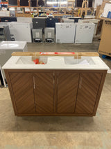 Huckleberry 48 in. Double Sink Spiced Walnut Bath Vanity with White Engineered Stone Top (Assembled)