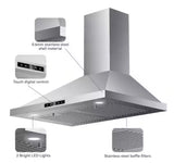 30 in. 500 CFM Ductless Convertible Wall Mount Range Hood in Stainless Steel with LED Lights, Filter and Touch Control