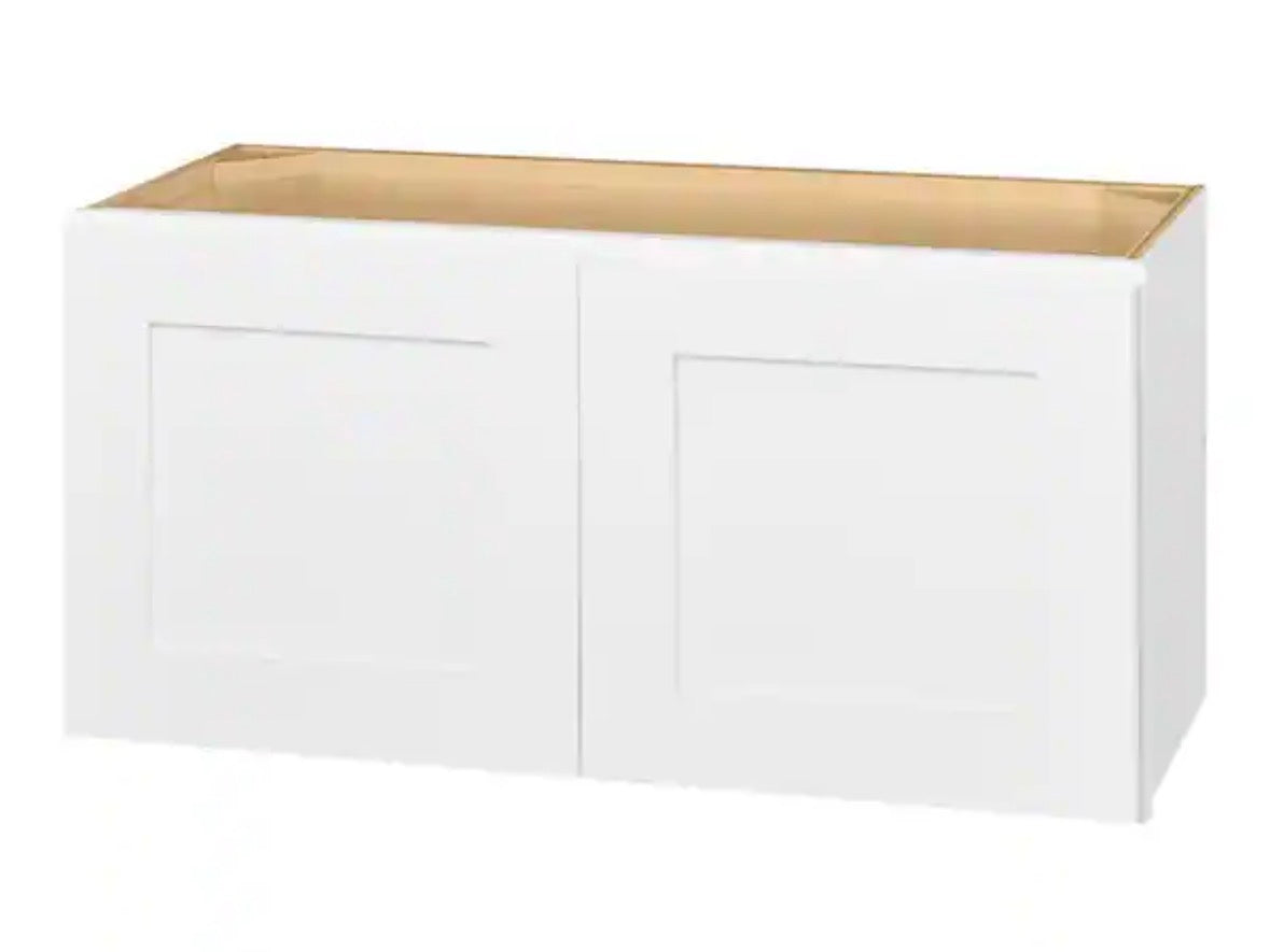 Avondale 30 in. W x 12 in. D x 15 in. H Ready to Assemble Plywood Shaker Wall Bridge Kitchen Cabinet in Alpine White