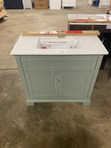 Doveton 36 in. Single Sink Sage Green Bath Vanity with White Engineered Stone Top (Assembled)
