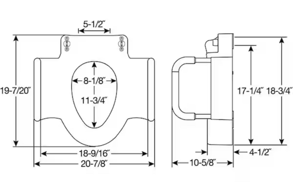Round/Elongated Rise with Support Arms Raised 4.5" Toilet Seat in White